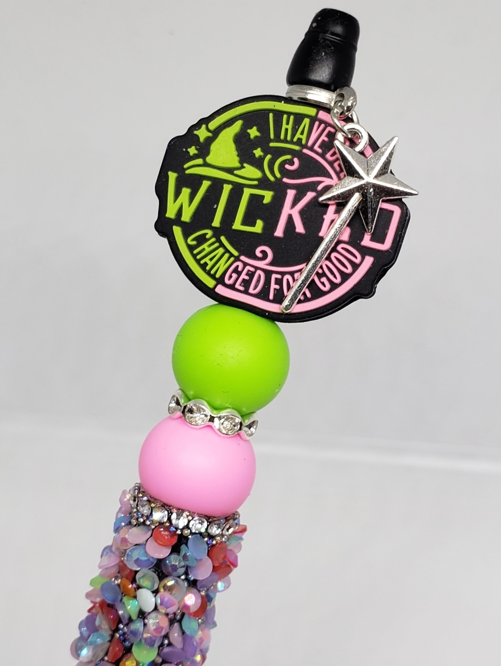 Handmade Rhinestone Wicked Beaded Silicone Focal Bead Pen